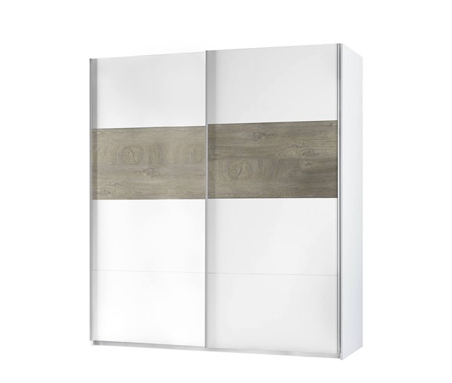 Armario 2 puertas efecto madera 180 Blanco/ Madera
