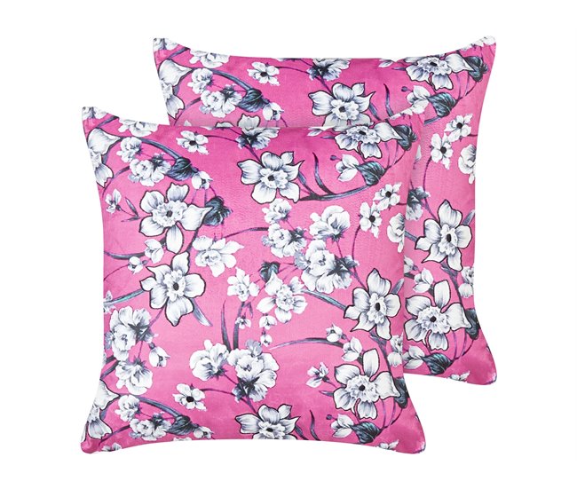 Beliani Cojín decorativo KOELERIA Fucsia