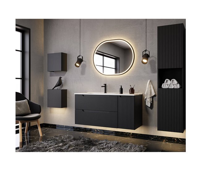 Estante cubo para baño Newport aglomerado 27 Negro