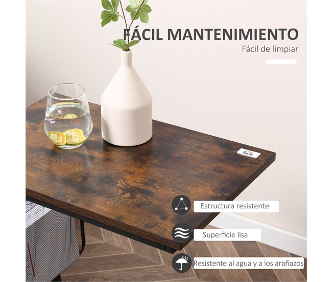 Mesa Auxiliar MDF, Metal y Poliéster HOMCOM 53x35 Marron