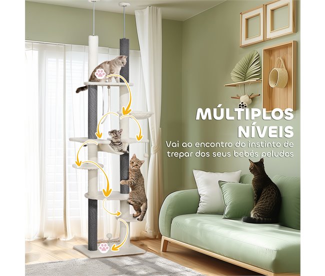 Árbol para Gatos Aglomerado de Madera PawHut Crudo