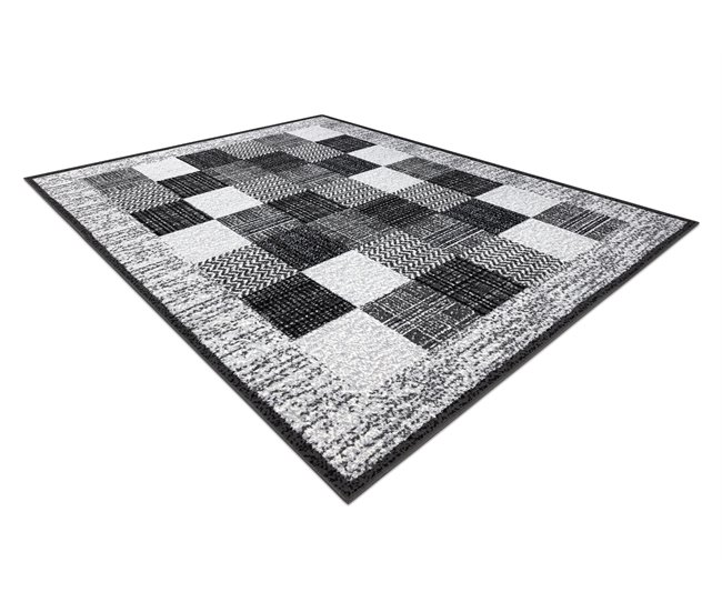 Alfombra BCF Morad RAFIA Rectángulos geométrico 300x400 Negro/ Gris