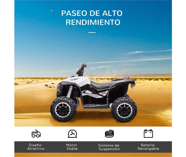 Quad Eléctrico Infantil PP, Metal HOMCOM Blanco