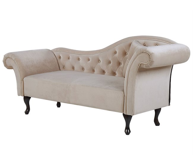 Beliani Chaise longue derecho Terciopelo LATTES Beige