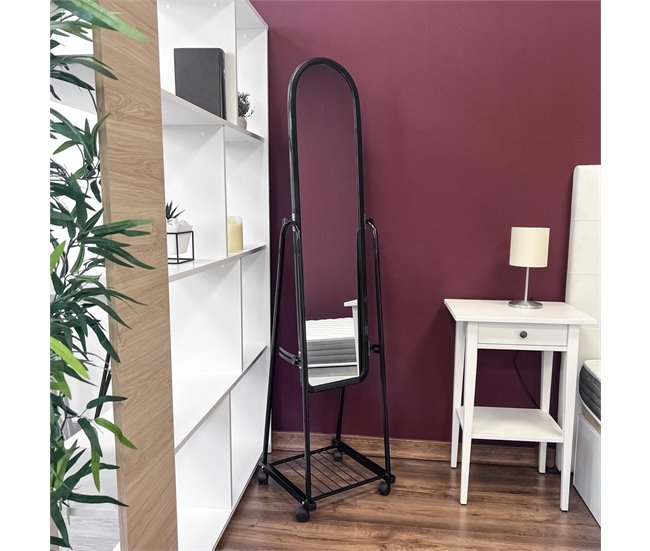 Espejo de Pie Cuerpo Entero con Ruedas 38x38 Negro