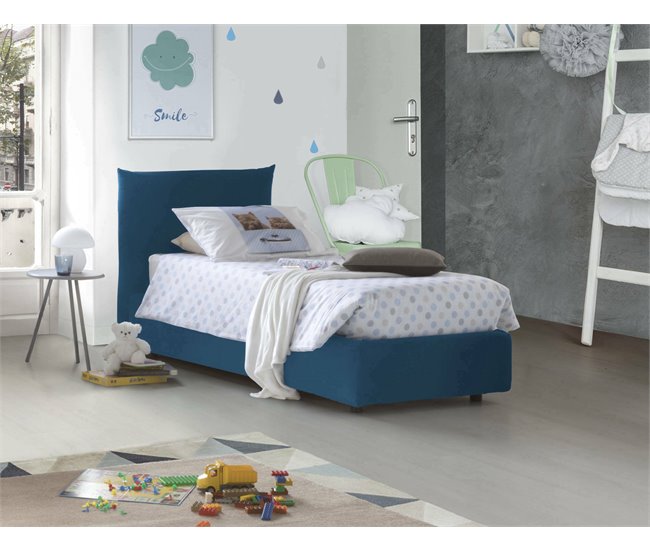 Cama individual en tela Azul Marino