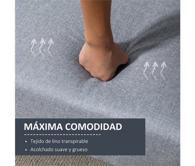 Sofá Cama de 2 Plazas Poliéster, Espuma, Madera de Caucho HOMCOM Gris