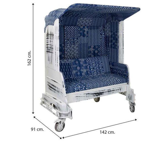 Sofá tuk tuk de metal y tapizado Blanco
