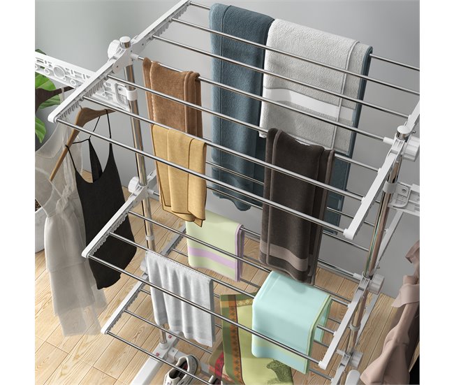 Tendedero Plegable ABS y Acero Inoxidable HOMCOM Gris