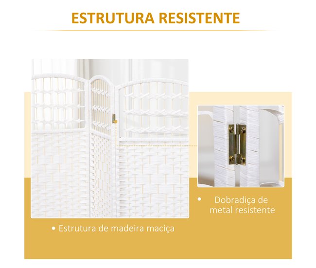 Biombo Papel, Bambú HOMCOM, hogar - decoración Blanco