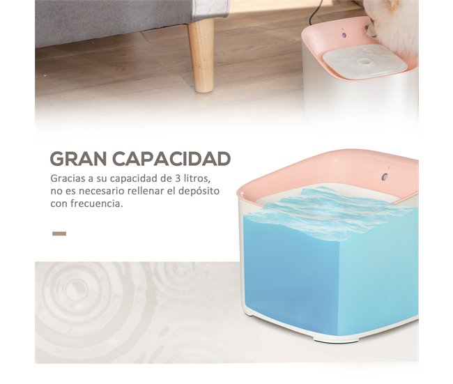Fuente de Agua para Gatos ABS PawHut Rosa