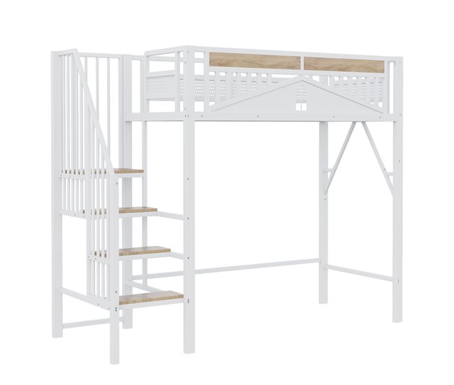 Cama alta para niños 95x255 Blanco
