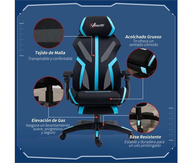 Silla de Oficina Espuma, Nylon, PP, Poliéster y PU Vinsetto Azul