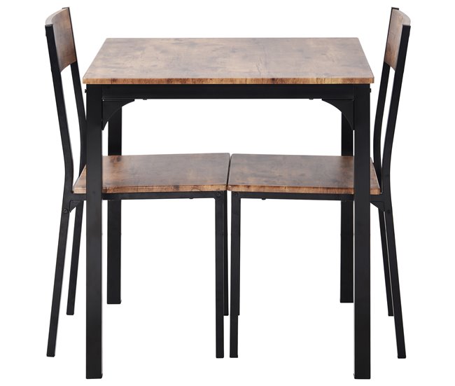 Conjunto de mesas y sillas de comedor 70x70 Marron