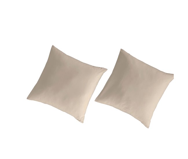 2 Fundas de almohada lisas 100% algodón percal orgánico Arena