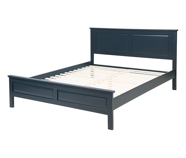 Beliani Cama con somier Madera de pino OLIVET 148x208 Azul