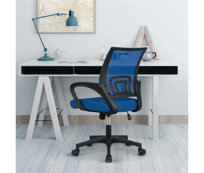 Silla Oficina Saray Giratoria Con Brazos Azul