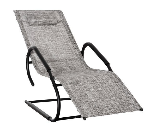 Tumbona de Jardín Metal Galvanizado y Texteline Outsunny Gris