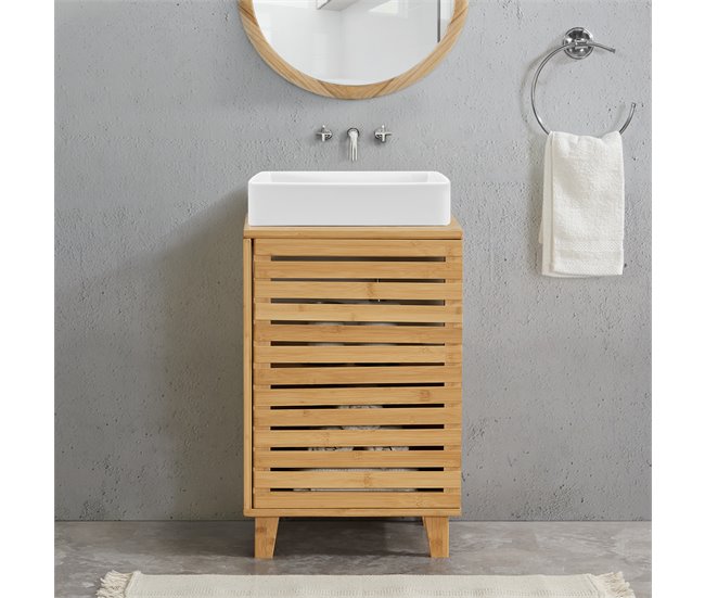 Mueble para debajo del lavabo Iveland con puerta 2 compartimentos Natural