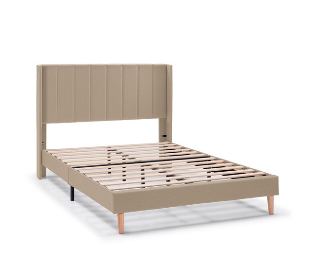 Estructura de cama tapizada Noelia 140x190 Beige