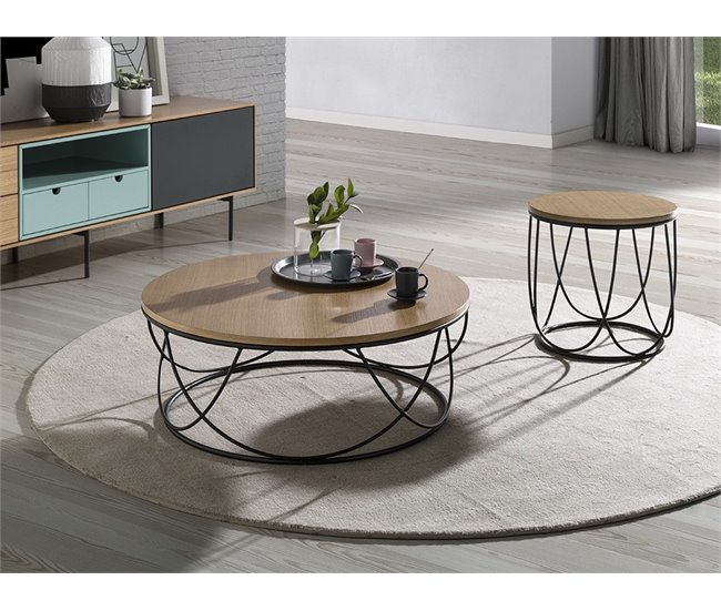 Mesa de Centro Circular MDF - Modelo TAMPA Marron