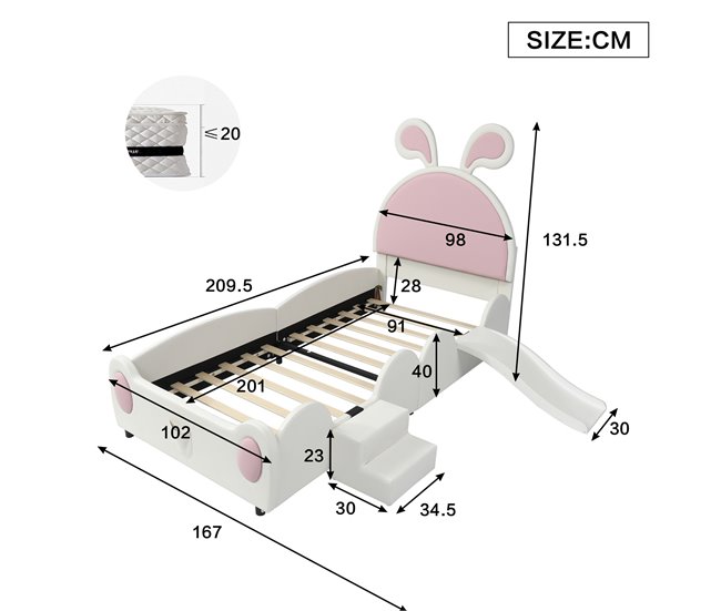 Cama infantil de pu Blanco