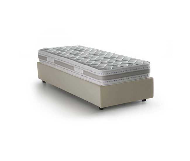 Cama individual en tela Beige