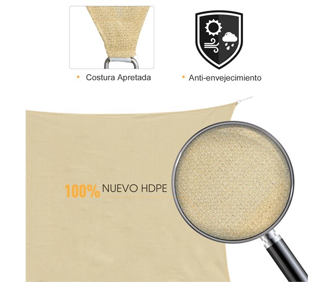 Toldo Vela Cuadrado PE Outsunny 300x300 Marron