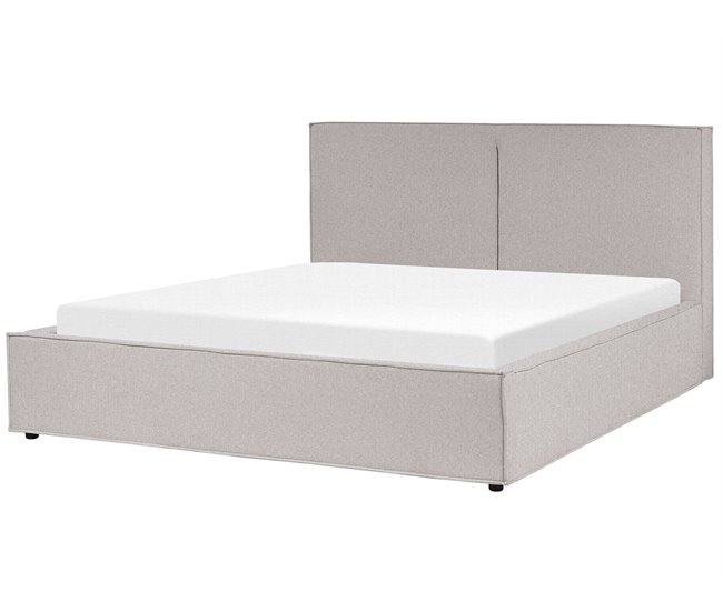 Beliani Cama con almacenaje Poliéster MOISSAC 197x224 Azul Claro