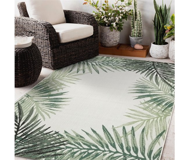 Alfombra de cuerda sisal COLOR Hojas Selva 120x170 Verde