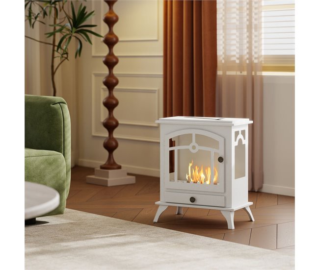 Chimenea de Etanol Acero, Acero Inoxidable HOMCOM Blanco