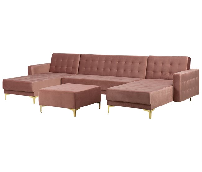 Beliani Sofá modular Terciopelo ABERDEEN Rosa