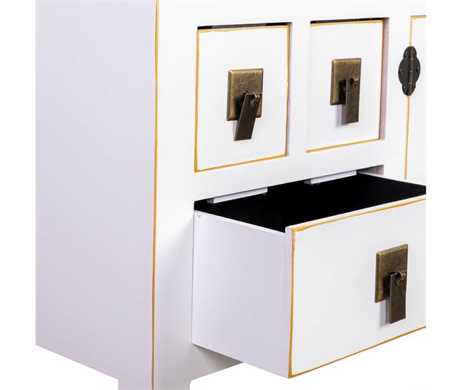 Aparador de madera de 6 cajones y 2 puertas Blanco