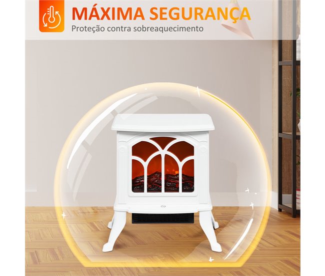Chimenea Eléctrica Metal, Plástico HOMCOM, hogar - climatización Blanco
