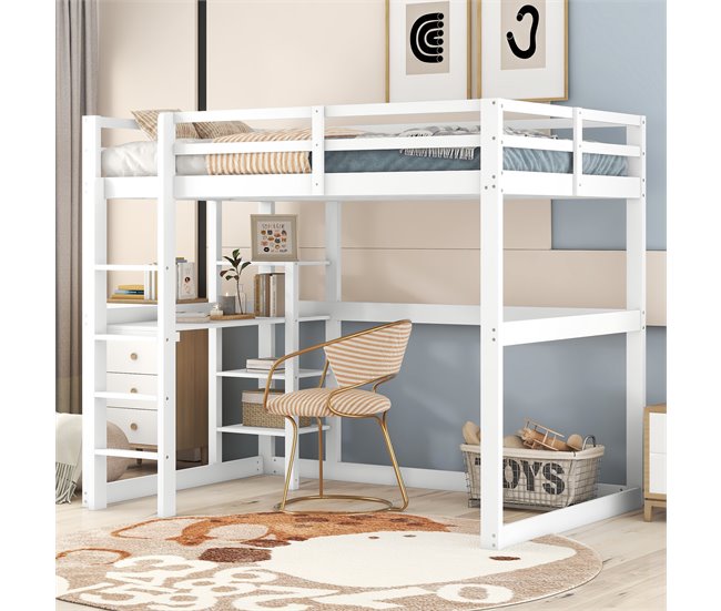 Cama alta para niños 150x206 Blanco