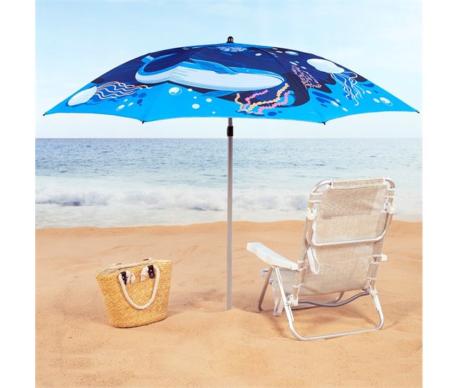 Aktive Sombrilla playa 200 cm inclinable mundo marino Azul