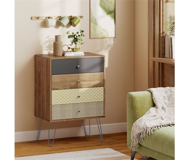 Cómoda Melamina de Madera, Acero HOMCOM Marron