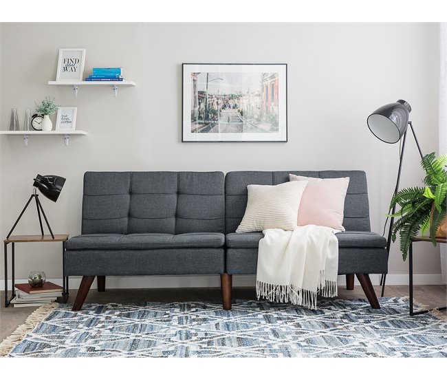 Beliani Sofá de 3 plazas Poliéster RONNE Azul Marino