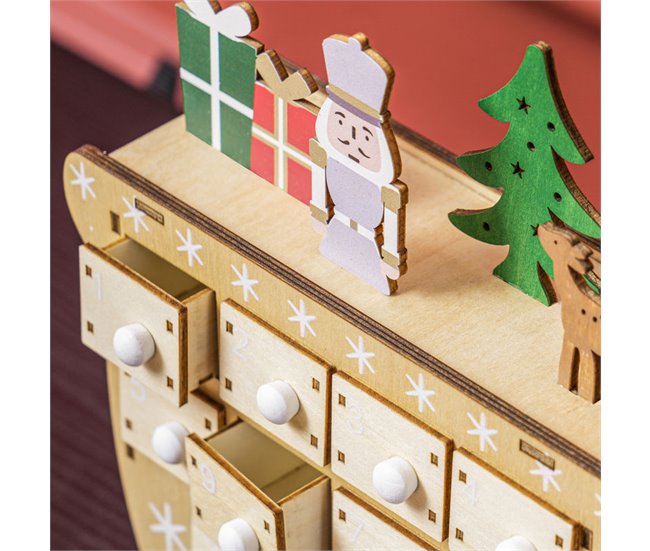 Calendario Adviento Navidad Tablero Multicapa HOMCOM Marron