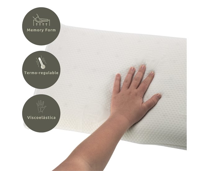 Almohada Viscoelástica Aloe Vera Viaje 30x50cm con Bolsa Transporte 30x50 Blanco/ Gris