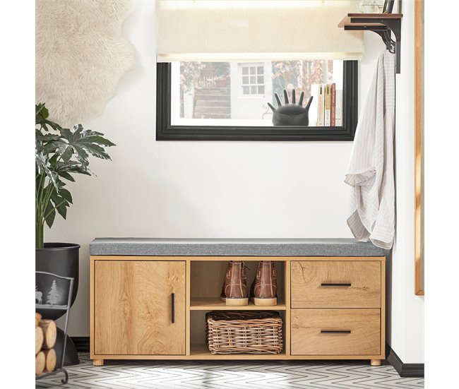 Banco Zapatero con 1 Puerta 2 Cajones SoBuy FSR148-N Natural