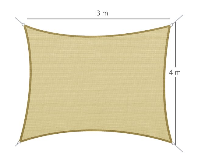 Toldo Vela Rectangular HDPE Outsunny 300x400 Marron