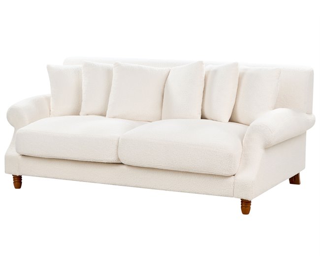 Beliani Sofá de 2 plazas Bouclé EIKE Crema