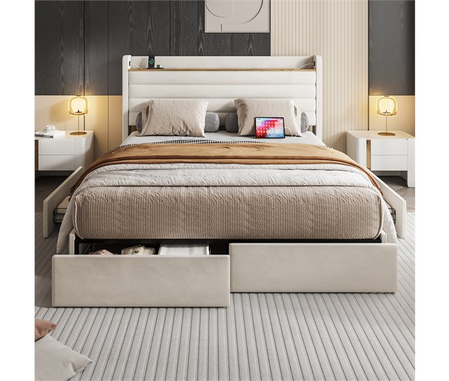 Camas de matrimonio 176x219 Beige