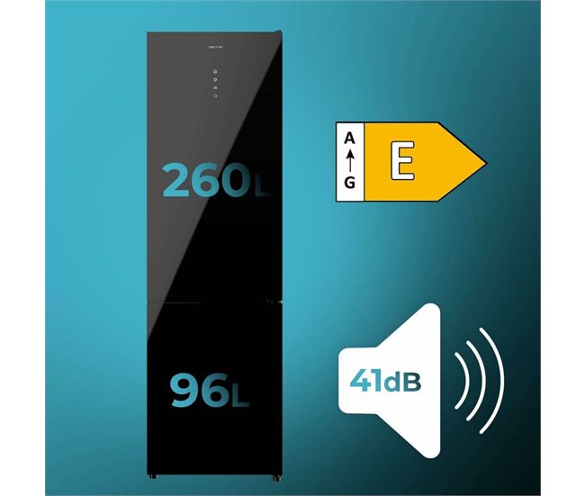 Cecotec Frigorífico combi Bolero CoolMarket Combi 356 Black Glass Negro