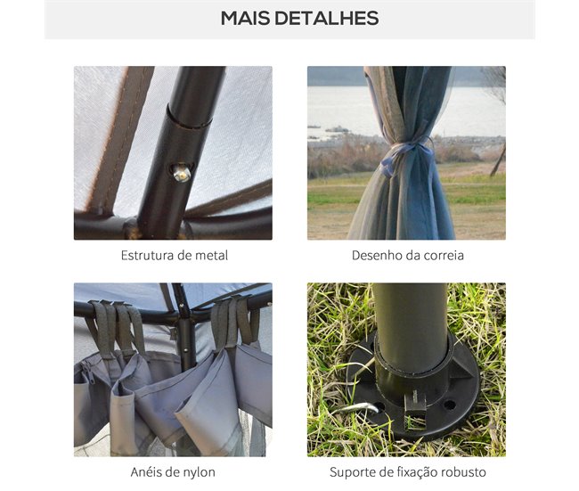 Cenador de Jardín Metal, Poliéster Outsunny 294x294 Gris