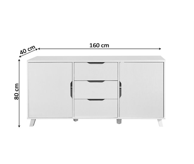 Aparador 2 Puertas y 3 Cajones DN. Muebles Salon o Comedor 160 Blanco