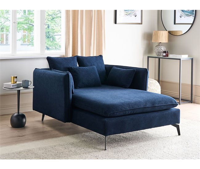 Beliani Chaise longue Poliéster CHARMES Azul Marino