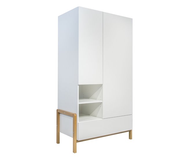 Cómoda 3 cajones y armario 2 puertas 1 cajón Kocot Kids Victor Blanco