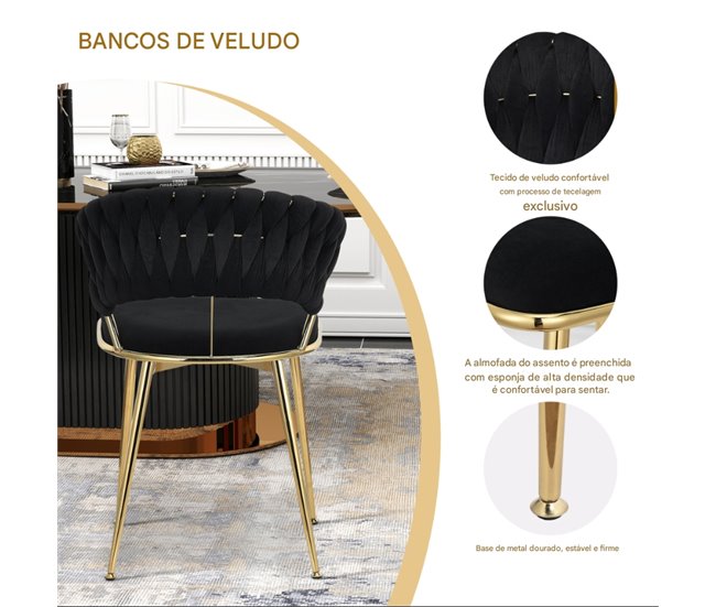2 piezas, silla de comedor, silla de cocina, silla de salón Negro